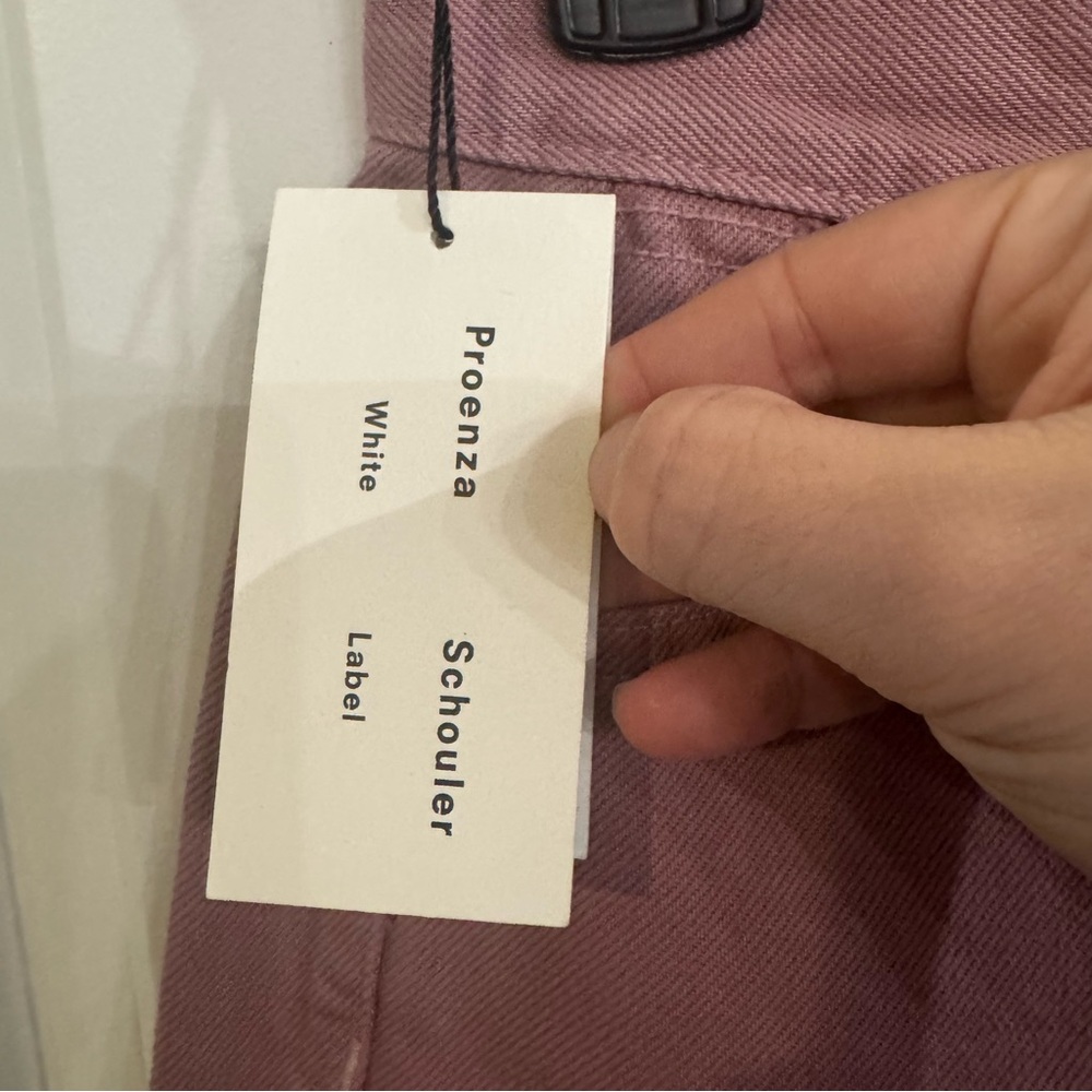 Proenza Schouler White Label Washed Denim Cropped Stovepipe Jeans in Pink - Picture 6 of 13